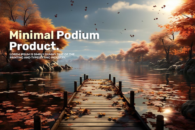 PSD autumn elegant and natural podium with leaves stage display mockup for show product presentation