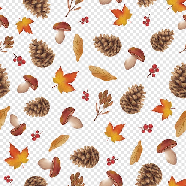 Autumn fall flower leaves pattern png tile