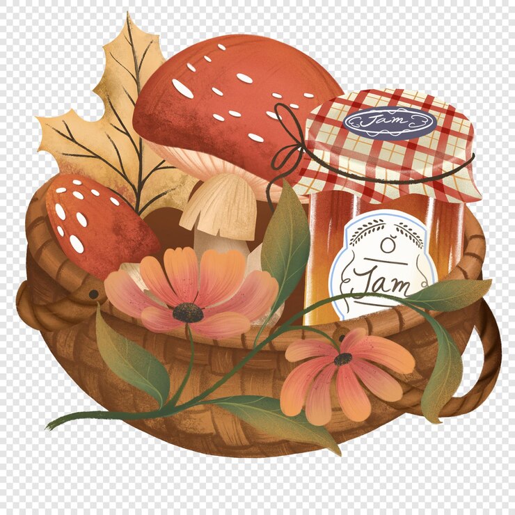 PSD autumn fall harvest festival food basket png clipart rustic warm autumnal style