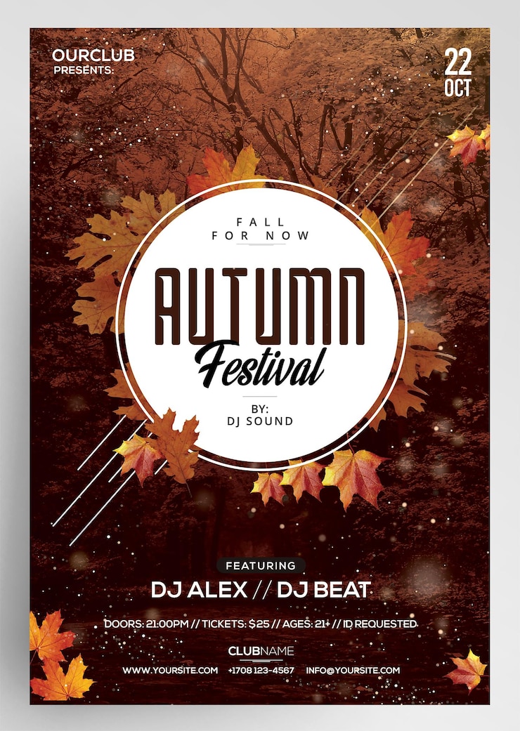 PSD autumn fall party flyer template