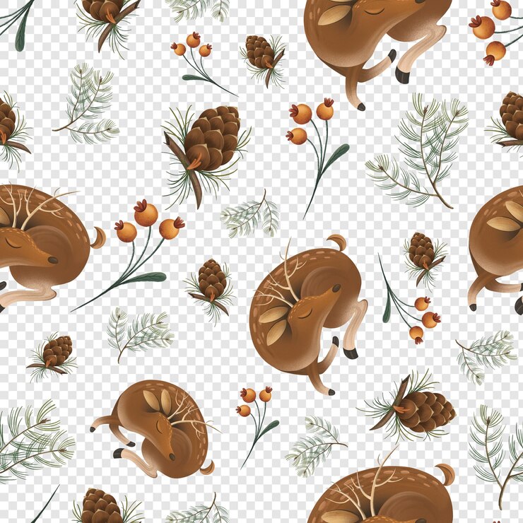 PSD autumn fall pattern tile png clipart with bambi deer