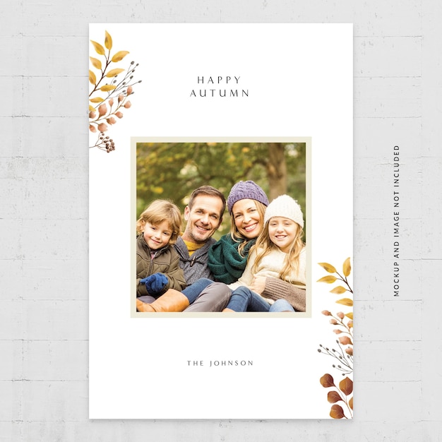 PSD autumn fall photo card flyer template