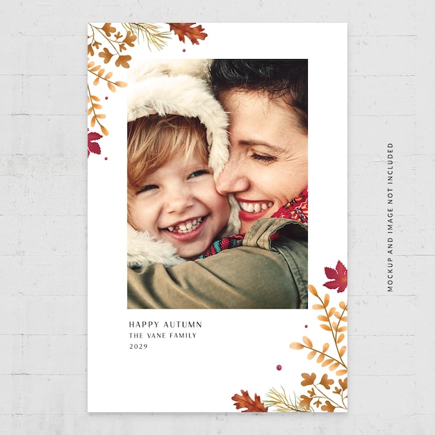 Autumn fall photo card flyer template