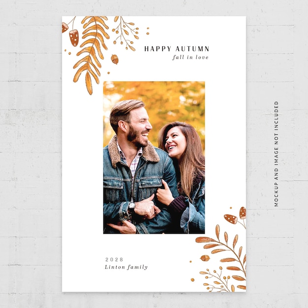 PSD autumn fall photo card flyer template