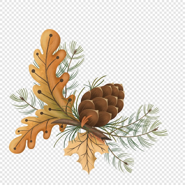 Autumn fall wreath frame with autumnal foliage elements png clipart