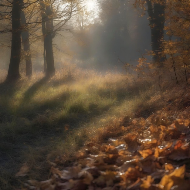 PSD autumn forest landscape in the morning