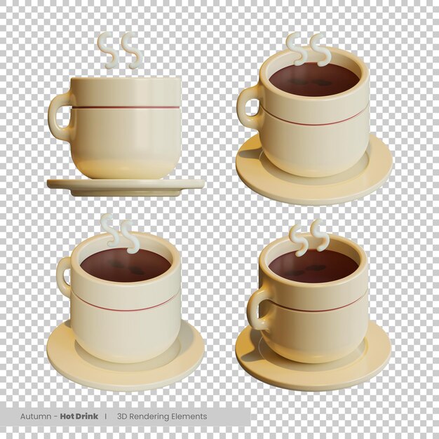 PSD autumn hot drink 3d rendering elements