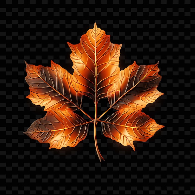 PSD autumn leaf warm orange leaf vein neon lines pumpkins leaf v shape y2k neon light art collections