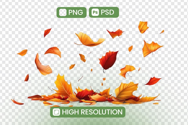 autumn leaves falling highresolution png psd graphic resources for design projects illustrating seasonal change and natures beauty with vibrant colors