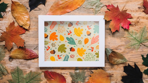 PSD autumn mockup with frame