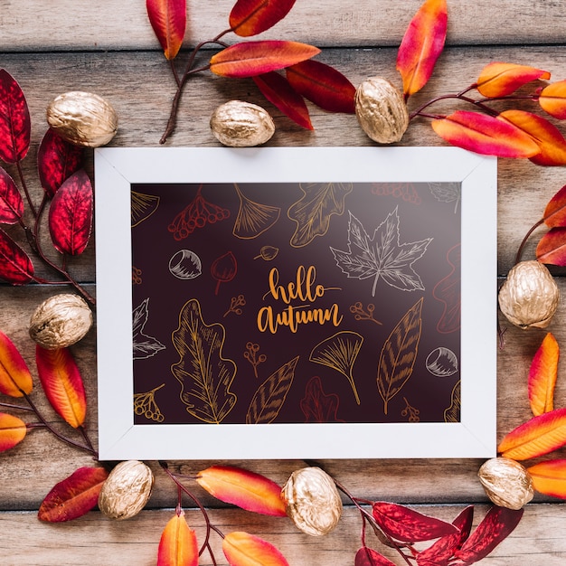 Autumn mockup with frame