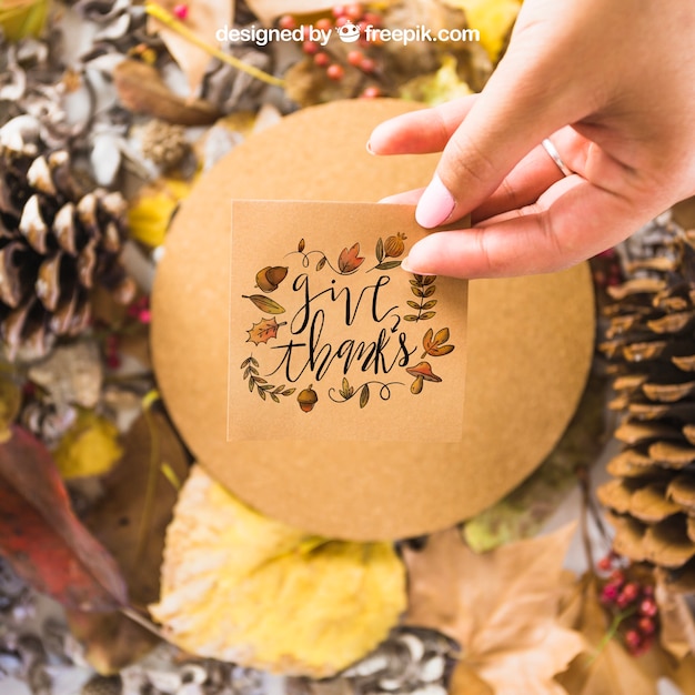 autumn mockup with hand