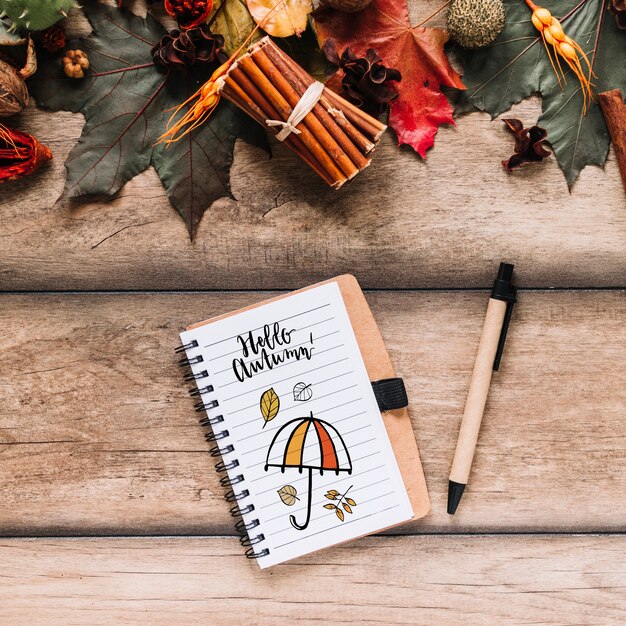 Autumn mockup with notepad