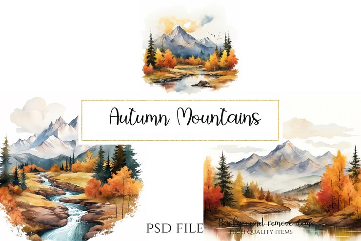 PSD 가을 산이 떨어지는 산 클리파트 png psd