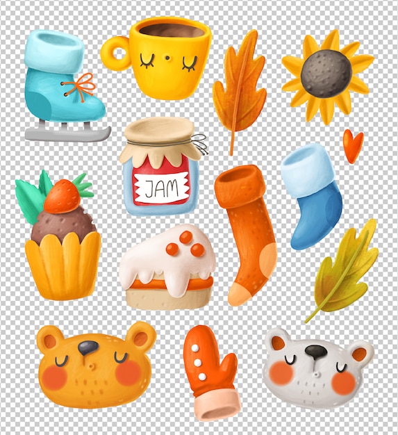 PSD autumn objects clipart collection