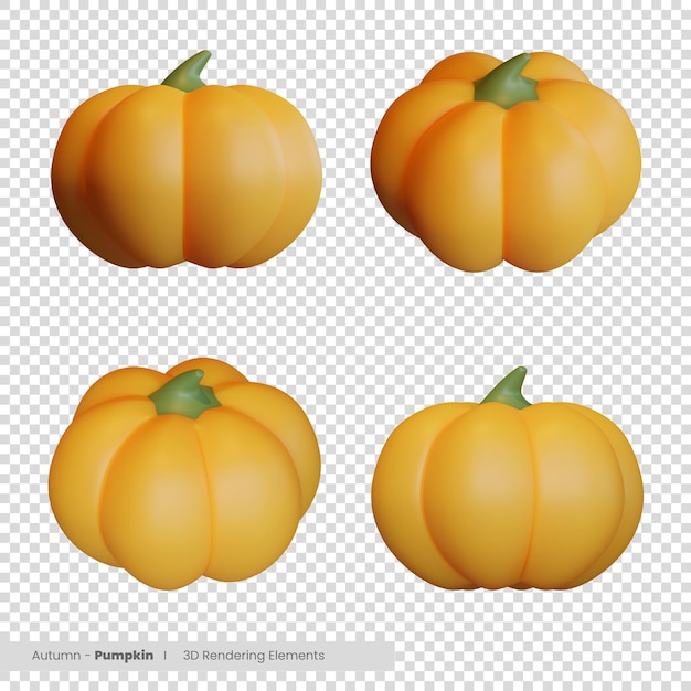 PSD elementi di rendering 3d di zucca autunnale