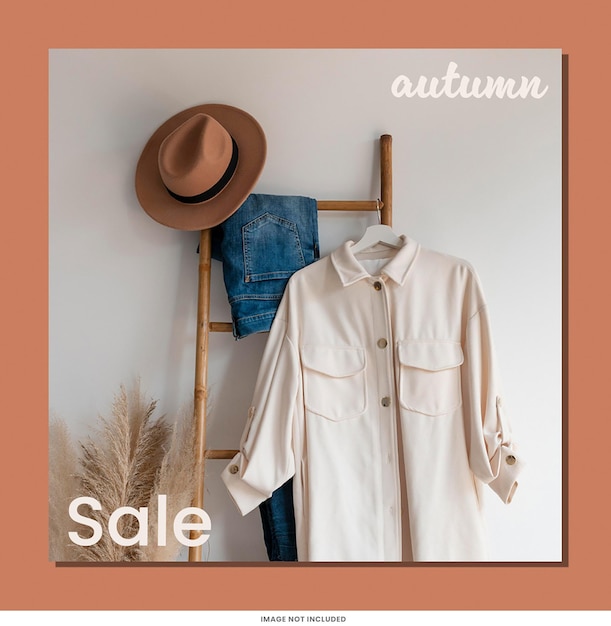 Autumn Sale Instagram Post Template Psd Design Social media kit kwadratowy temat sprzedaży
