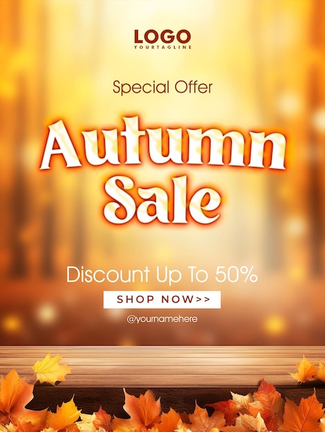 PSD autumn sale poster design