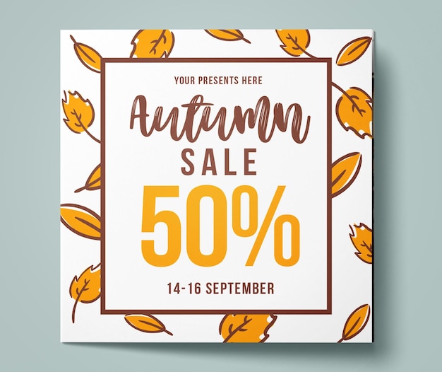 PSD autumn sale social media template and banner ad