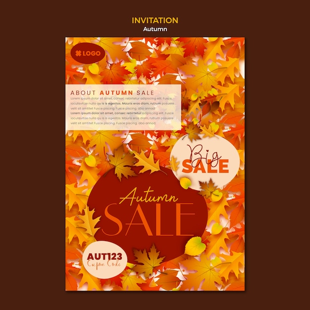 PSD autumn season invitation template