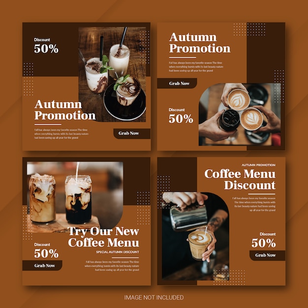 PSD autumn season sale instagram post bundle template premium psd