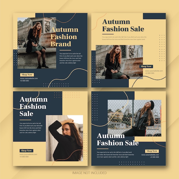 Autumn Season Sale instagram post bundle template Premium Psd