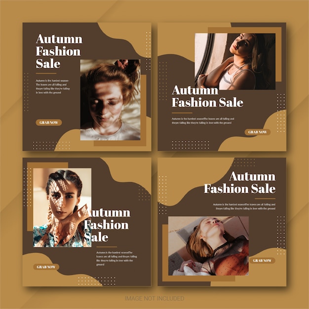 Autumn Season Sale instagram post bundle template Premium Psd