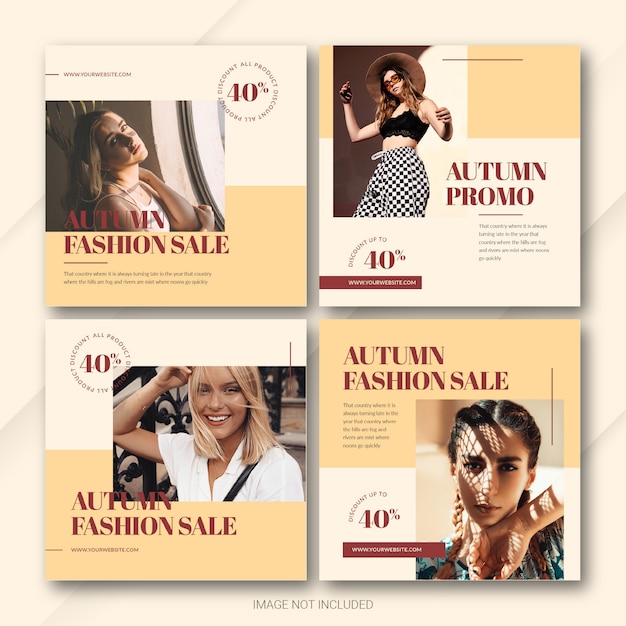 PSD autumn season sale instagram post bundle template premium psd