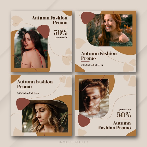 PSD autumn season sale instagram post bundle template premium psd