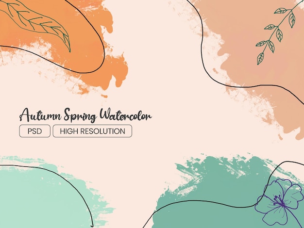 PSD autumn spring water color style illustration