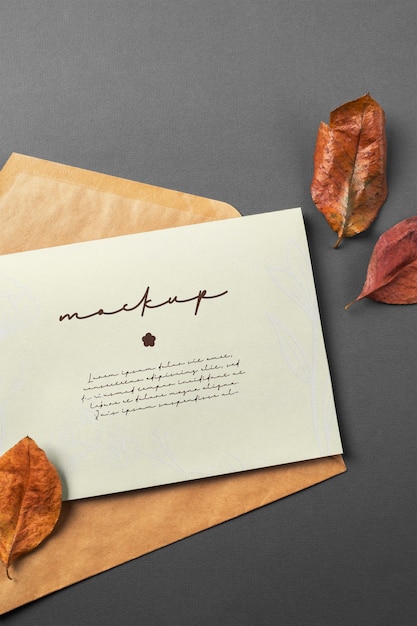 Autumn stationery still life mockup