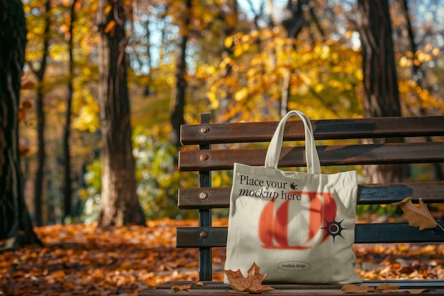 PSD autumn tote bag mock-up design