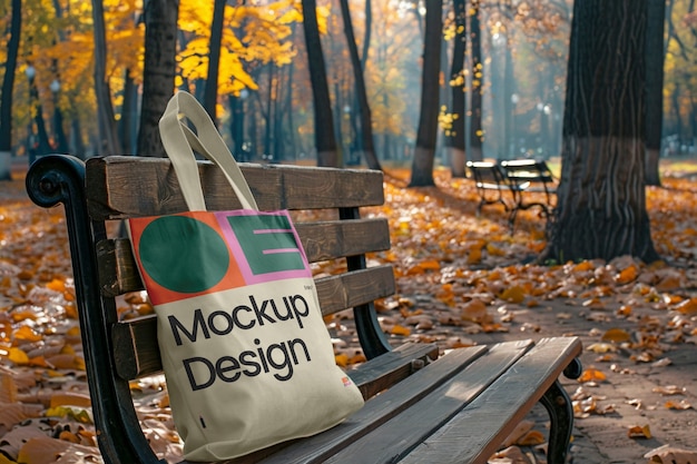 PSD autumn tote bag mock-up design