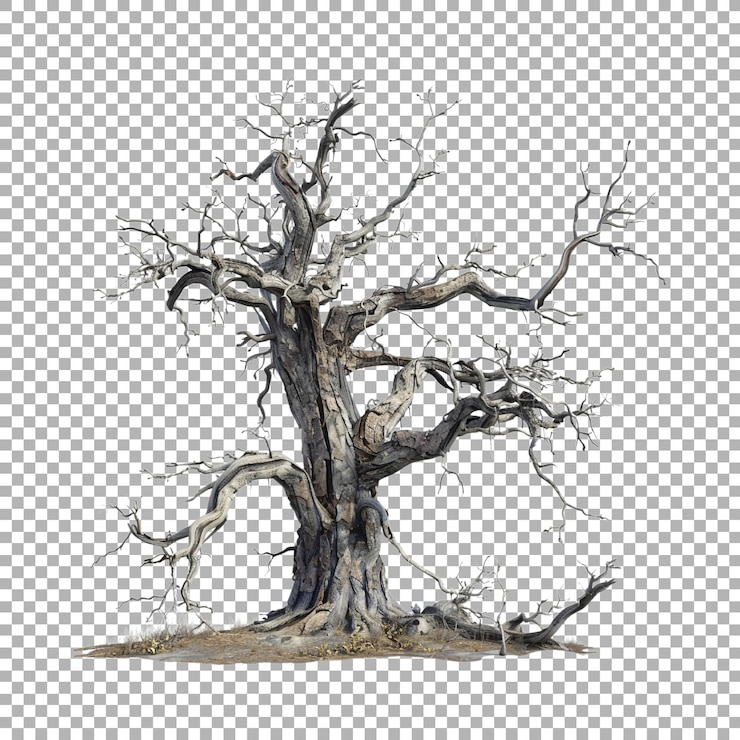 PSD autumn tree without leaves on transparent background ai generated