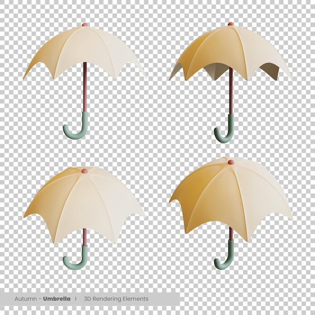 PSD Осенний зонт 3d рендеринга элементы