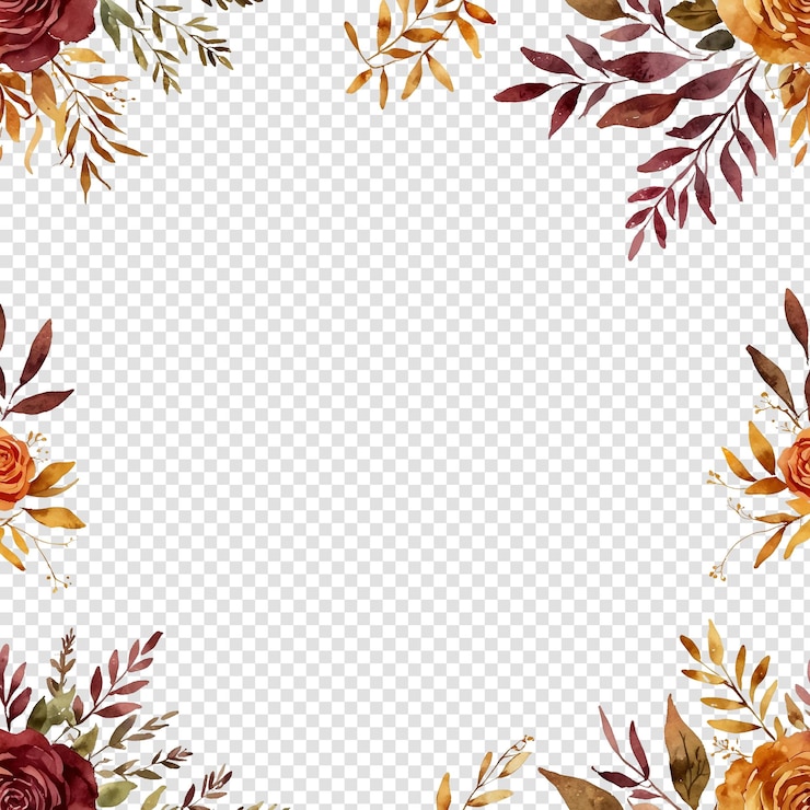 PSD autumn watercolor floral frame