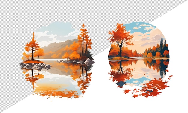 PSD autumn watercolor landscape clipart png