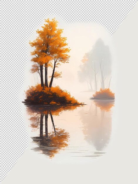 Autumn watercolor landscape clipart png