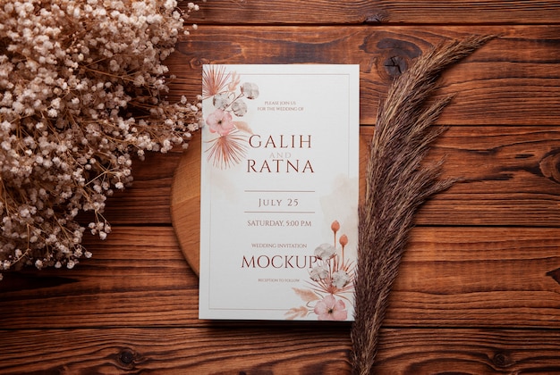 Autumn wedding invitation mockup
