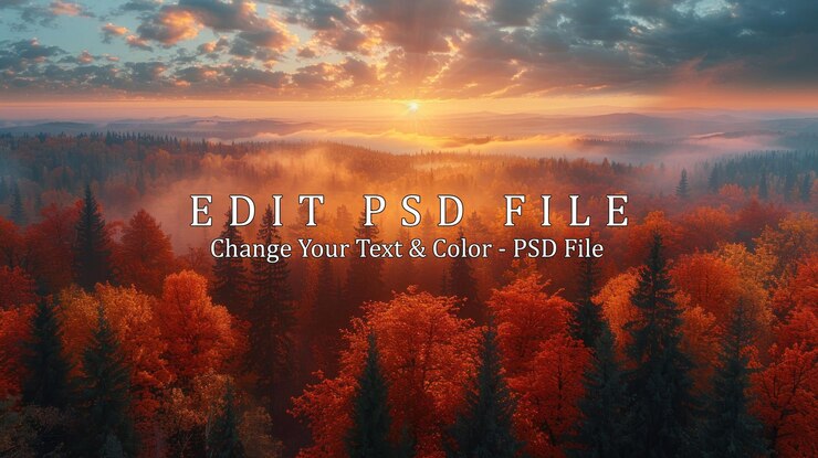 PSD 해가 뜨는 가을의 숲