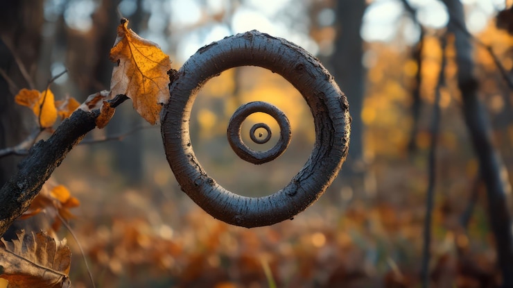 PSD autumnal spiral natures intricate design in a forest