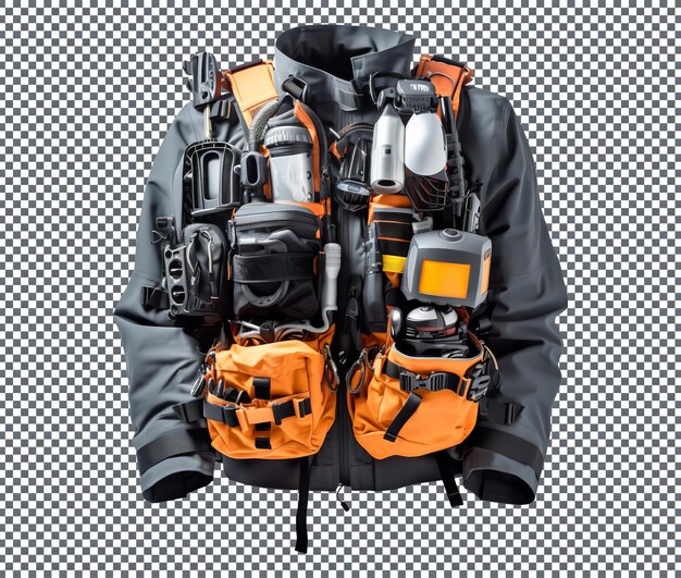 PSD avalanche safety gear isolated on transparent background