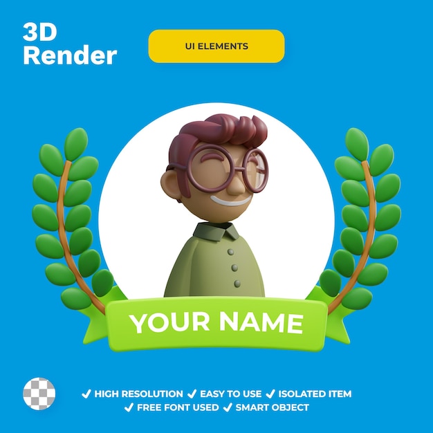 3d レンダリングのアバター フレーム 2 ui 要素