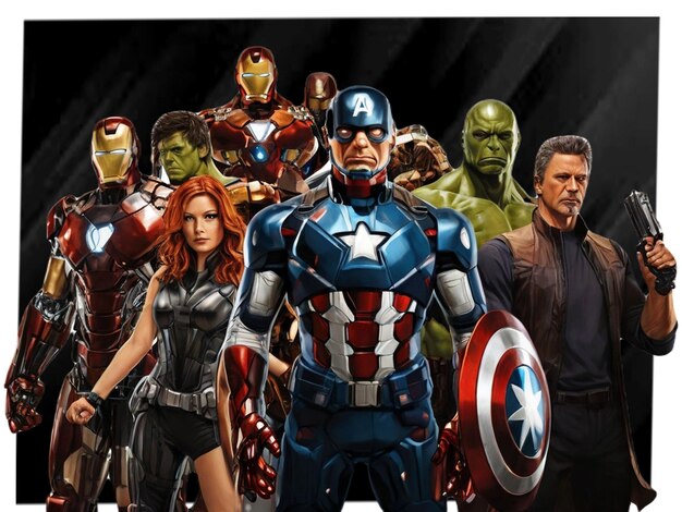 PSD avengers hero39s group black background