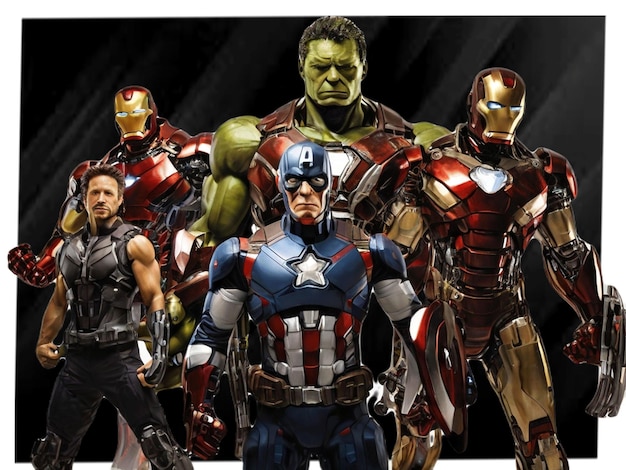 PSD avengers hero39s group black background