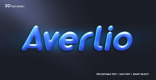 PSD averlio 3d-tekststijleffect mockup-sjabloon premium