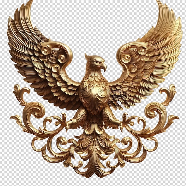 PSD avian majesty golden bird in 3d