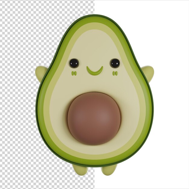 PSD avocado 3d personaggio di rendering carino