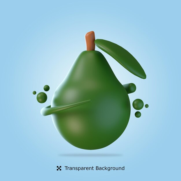 Avocado 3d icon illustration