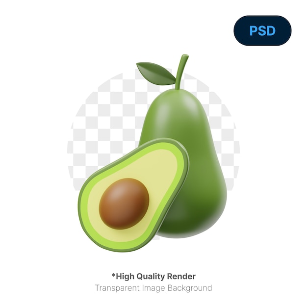 Icona avocado 3d premium psd